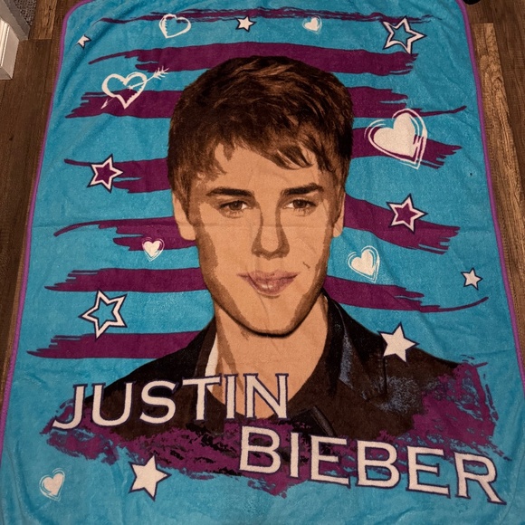 Justin Bieber Plush Throw Blanket 50"x60" Blue Purple Bravado - Picture 1 of 1